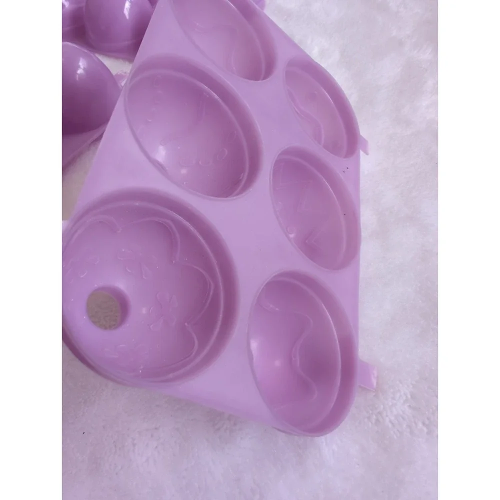 5 Vintage Jello Jiggler Egg Molds TEXTURED ETCHED Broken Hinges Purple Lot Shot
